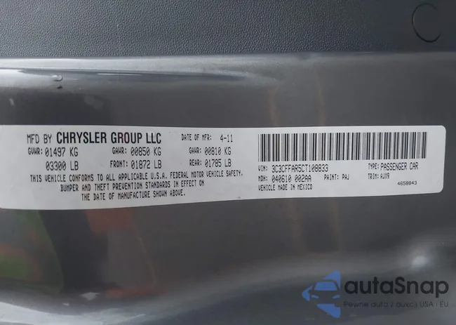 3C3CFFAR5CT108833: 43704734