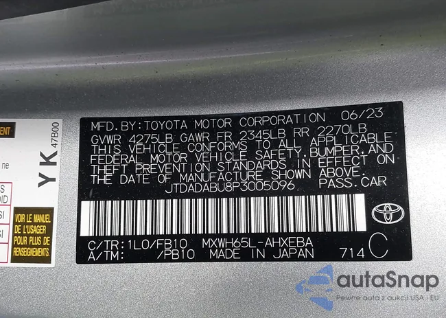 JTDADABU8P3005096: 43704740