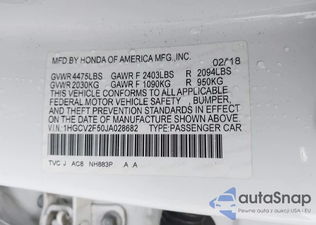 1HGCV2F50JA028682: 43704916