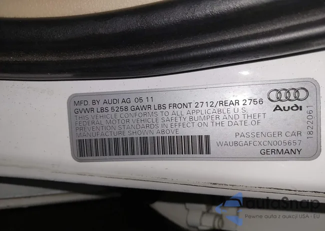 WAUBGAFCXCN005657: 43705016