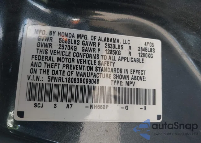 5FNRL18063B099048: 43706194