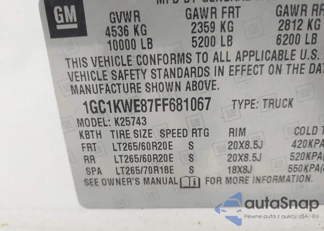 1GC1KWE87FF681067: 43706287