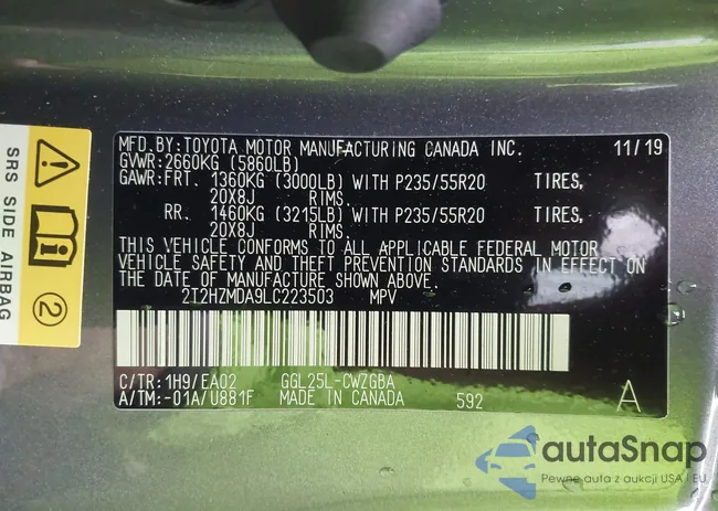 2T2HZMDA9LC223503: 43706300