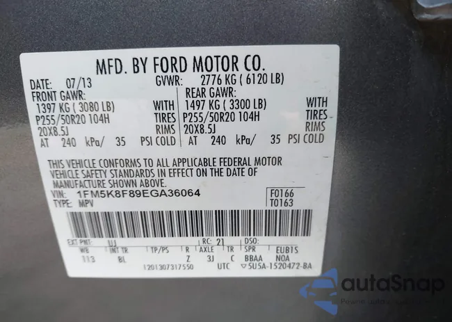 1FM5K8F89EGA36064: 43706350