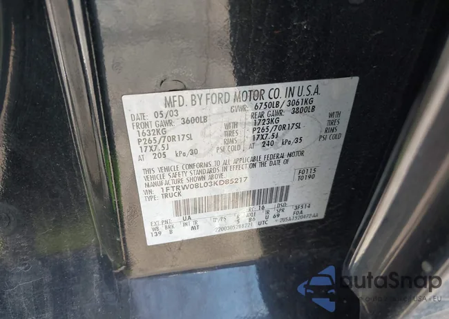 1FTRW08L03KD85217: 43706470