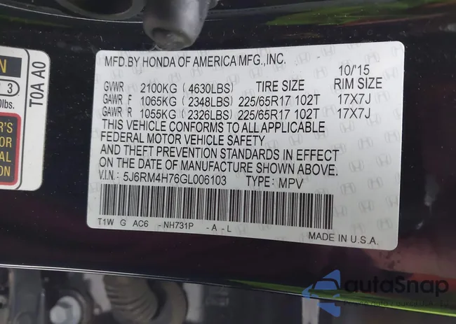 5J6RM4H76GL006103: 43705692