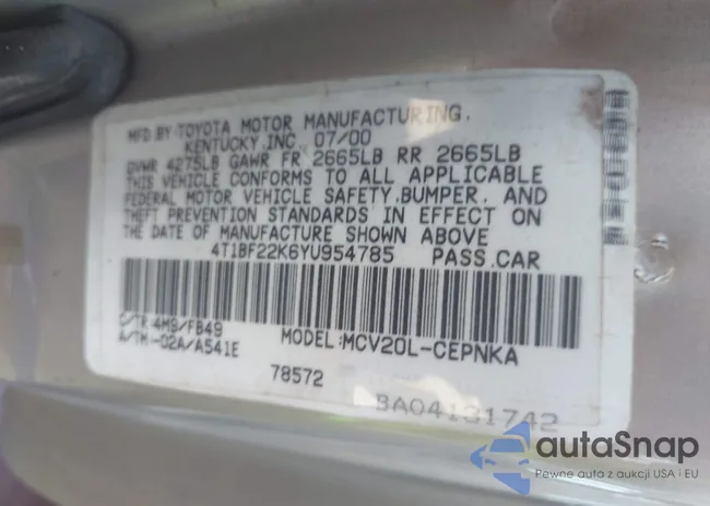 4T1BF22K6YU954785: 43705758