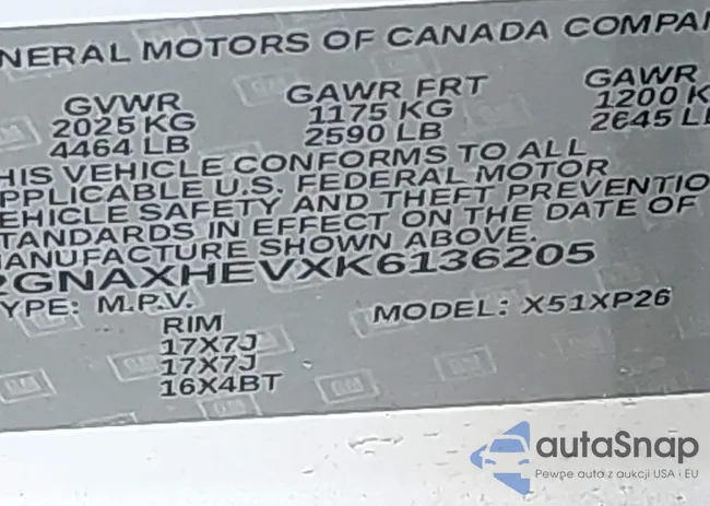 2GNAXHEVXK6136205: 43705833