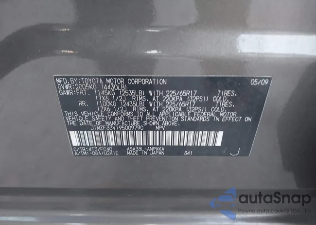 JTMZF33V195009790: 43707193