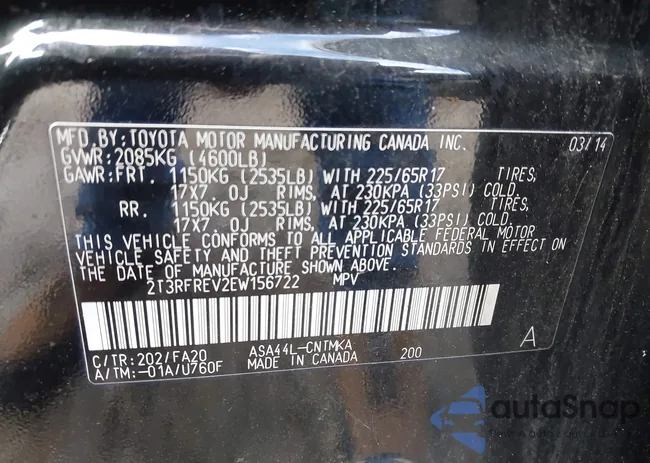 2T3RFREV2EW156722: 43707305