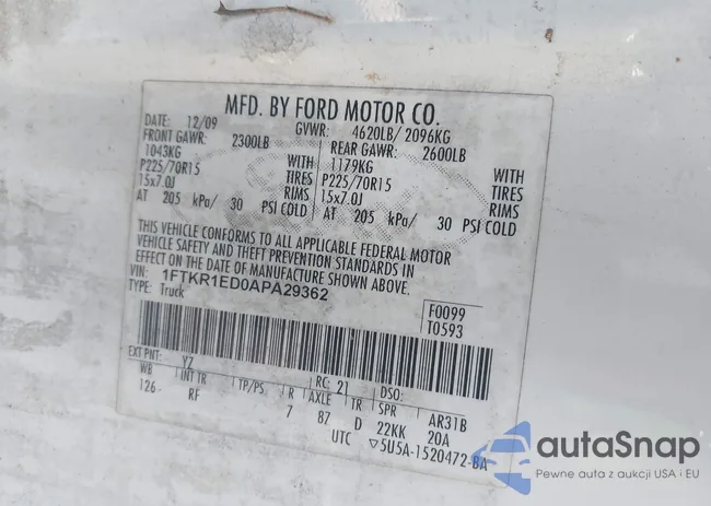 1FTKR1ED0APA29362: 43707431