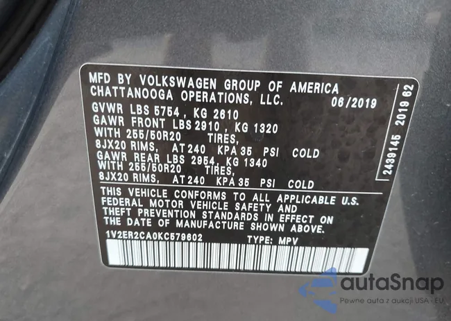 1V2ER2CA0KC579602: 43707436