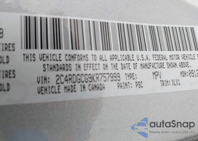 2C4RDGCG9KR757999: 43707450