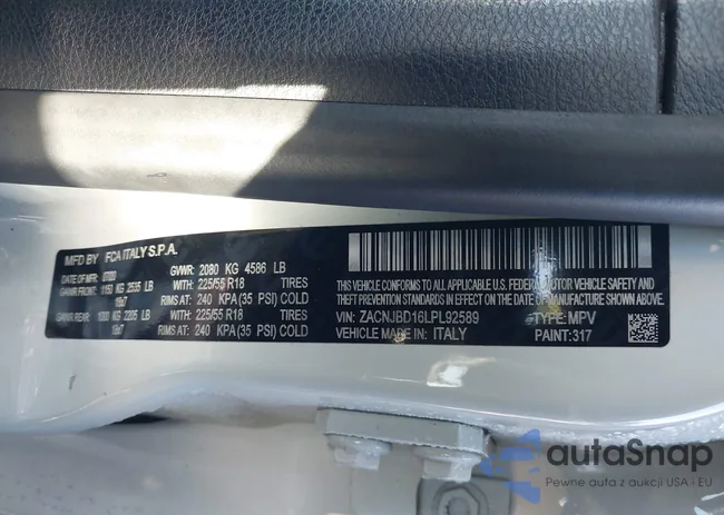 ZACNJBD16LPL92589: 43707485