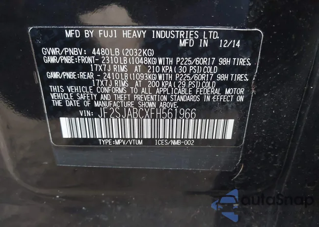 JF2SJABCXFH561966: 43707492