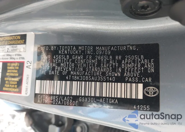 4T1BK3DB5AU355140: 43707553