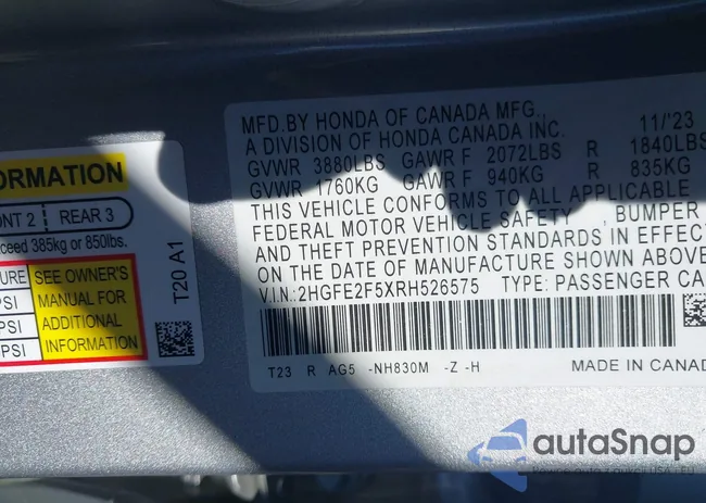 2HGFE2F5XRH526575: 43707578