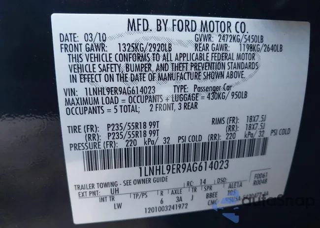 1LNHL9ER9AG614023: 43707596