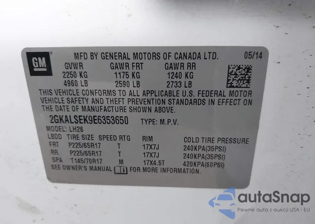 2GKALSEK9E6353650: 43706823