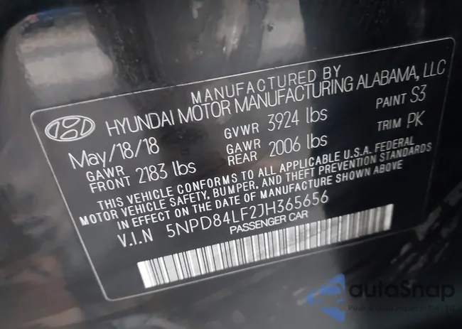 5NPD84LF2JH365656: 43707022