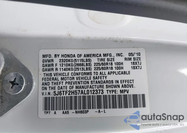 5J6TF2H57AL012373: 43708123