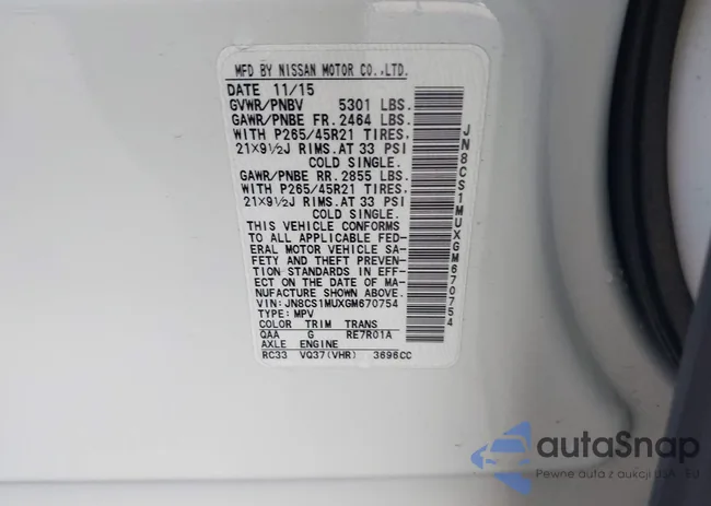 JN8CS1MUXGM670754: 43708286