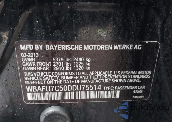 WBAFU7C50DDU75514: 43708291