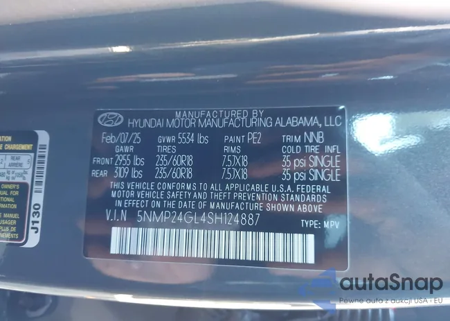 5NMP24GL4SH124887: 43708341