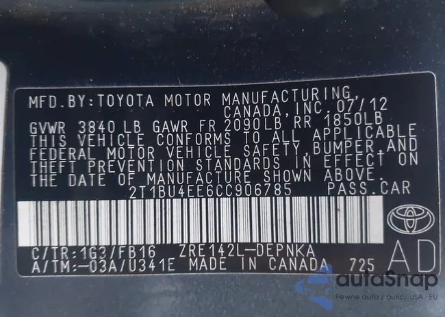 2T1BU4EE6CC906785: 43708377