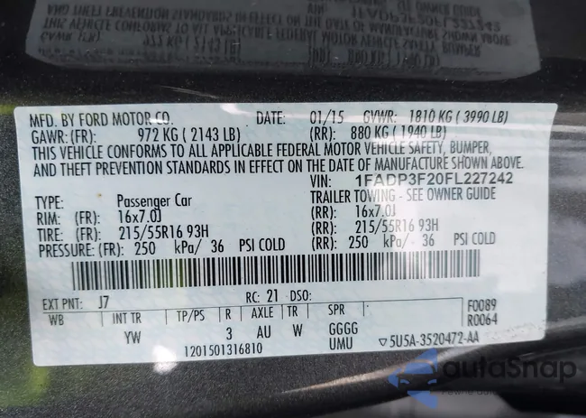 1FADP3F20FL227242: 43708423