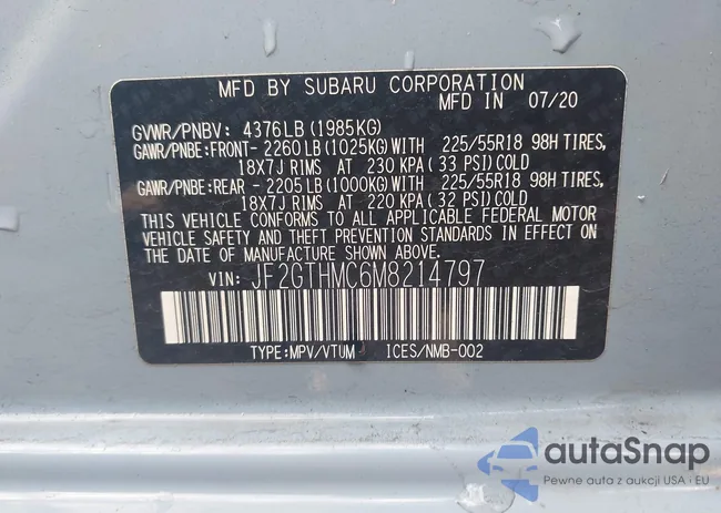 JF2GTHMC6M8214797: 43708459