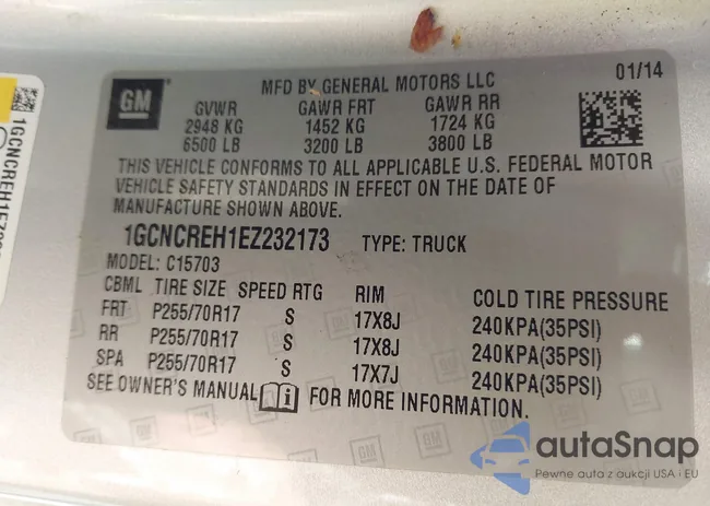 1GCNCREH1EZ232173: 43708618