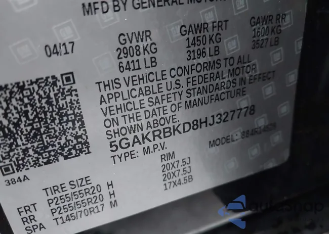 5GAKRBKD8HJ327778: 43707672