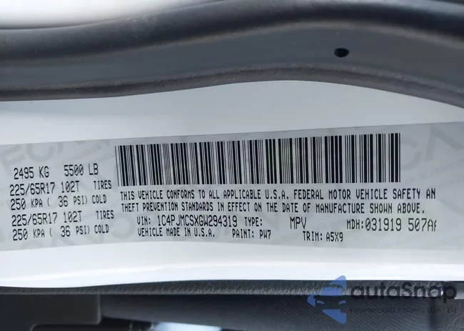 1C4PJMCSXGW294319: 43707817