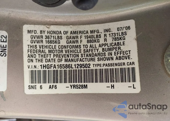 1HGFA16586L129502: 43707869