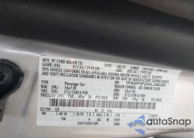 1FADP3F25HL346360: 43707934