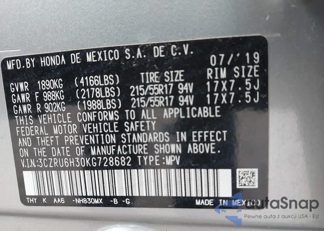 3CZRU6H30KG728682: 43707941