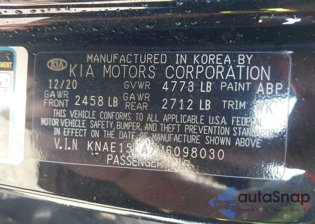 KNAE15LA7M6098030: 43707944