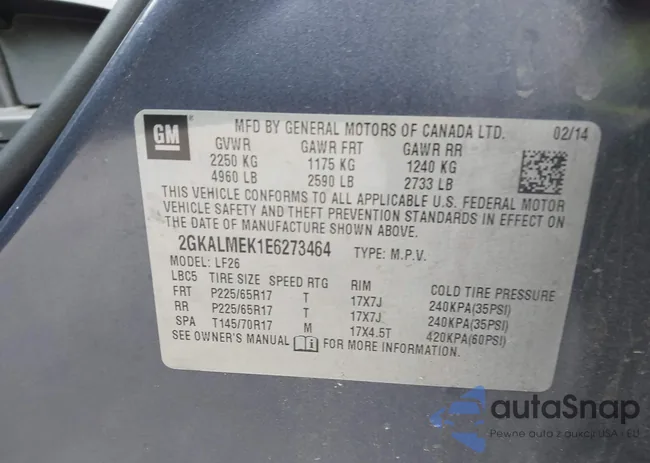 2GKALMEK1E6273464: 43707975