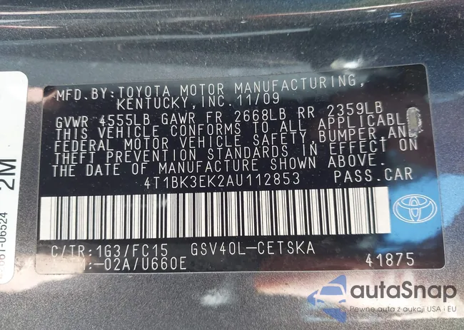 4T1BK3EK2AU112853: 43708014