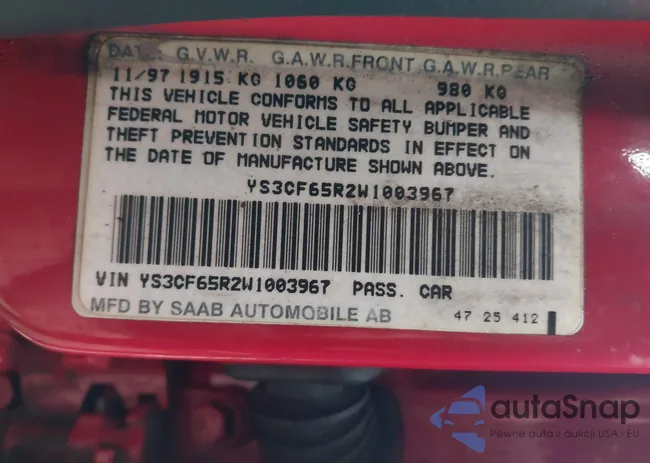 YS3CF65R2W1003967: 43709080