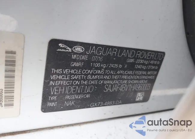 SAJAF4BV1HA960003: 43709096