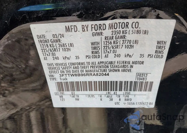 3FTTW8B96RRA82044: 43709139