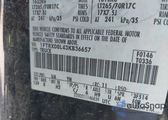 1FTRX08L43KB36657: 43709167