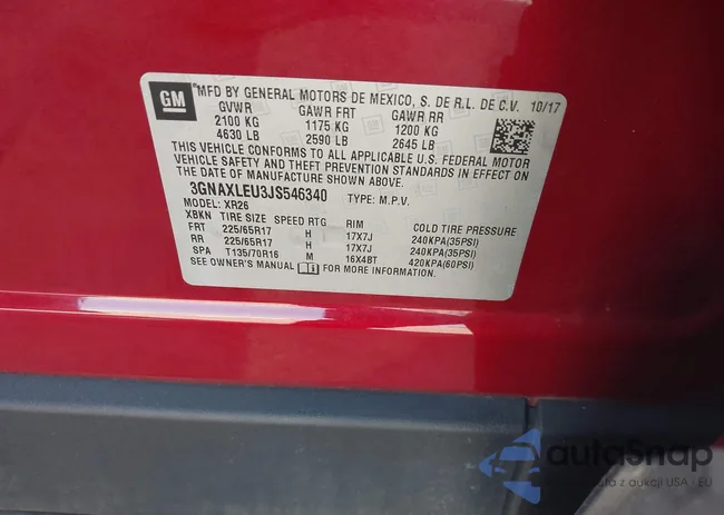 3GNAXLEU3JS546340: 43709182