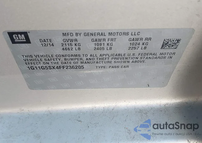 1G11G5SX4FF236205: 43709329