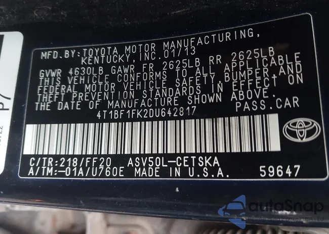 4T1BF1FK2DU642817: 43709340