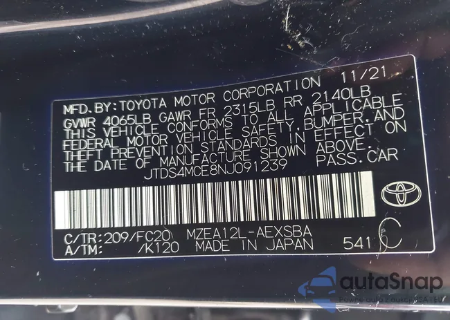 JTDS4MCE8NJ091239: 43709343