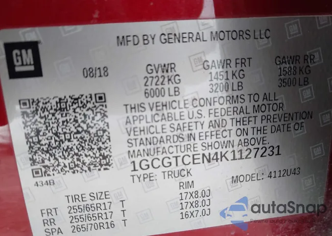 1GCGTCEN4K1127231: 43709368