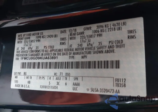 1FMCU0GD9KUA63891: 43709452